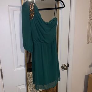 Emerald Green One Shoulder Dress